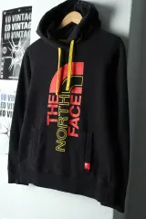 W(M-L) THE NORTH FACE ザノースフェイス フード付きTシャツ ビックロゴ 起毛 レア 実物 -16585