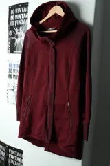 W(M-L) THE NORTH FACE ザノースフェイス フードジップアップ 機能性 バーガンディ 起毛 Long-16588