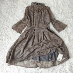 レース切替 ワンピース グレイッシュピンク M 結婚式 パーティー