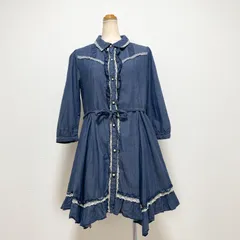 axes femme アクシーズファム レースシャツワンピース フレア デニム風 ブルー レディース M ロリータ 量産型 カワイイ