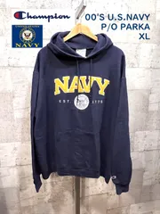 00'S チャンピオン US NAVY スウェット プルオーバー パーカー XL 米軍 海軍 CHAMPION