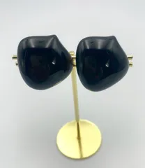 MONET イヤリング ブラックストーン ゴールド ヴィンテージ クリップ式 刻印あり サイズ約24.7mm/23.5mm 重量約1.54g