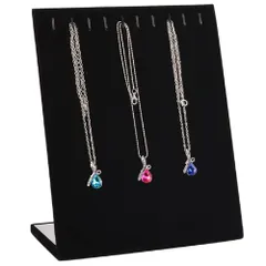 ネックレスディスプレイ 11本用 ベロア調 ジュエリー トレイ ネックレススタンド アクセサリースタンド アクセサリー展示 収納 L型 記念日 誕生日 バレンタイン ギフト ネックレス整理 (ブラック)