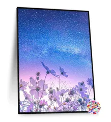 ダイヤモンドアート 花 5dダイヤモンド塗装キット ダイヤモンドペインティング 全面貼り付けタイプ ビーズアート 手作り絵画 ハンドメイド DIY 家の壁の装飾 30x40cm 花畑と星まみれの空