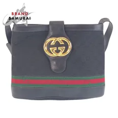 GUCCI グッチ ヴィンテージ オールドグッチ シェリーライン インターロッキング ブラック GGキャンバス/レザー ショルダーバッグ 501629【中古】