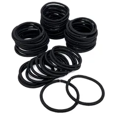 ヘアゴム ゴム おしゃれ 子供 黒 髪ゴム リングゴム 大容量 日本製 抗菌 50本セット 太 黒 ハンドメイド 手芸材料 アクセサリーL-16-50 ブラック (ブラック)