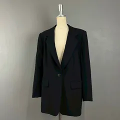 日本製 Aquascutum Tailored Jacket Wool アクアスキュータム テーラードジャケット 紺ブレザー シングル ウール 100% レディース 11 L