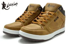 ラーキンス L-6476 LARKINS メンズスニーカー 防水スニーカー ハイカットスニーカー スノトレ 紐靴 ひも靴 雨の日 雪の日 晴雨兼用 洗える中敷き 洗えるインソール 滑りにくい 歩きやすい 紳士 靴 ブラウン(キャメル) 茶色