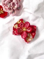 ハンドメイド　つまみ細工のお花髪飾り753 節句リボン正月セレモニー成人式