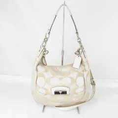 『USED』COACH【コーチ】 A1375-F22301 シグネチャー ショルダーバッグ 2WAY キャンバス/レザー ベージュ/ホワイト レディース ブランド