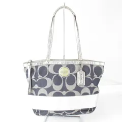 『USED』COACH【コーチ】 G1182-F17433 デニム シグネチャー トートバッグ ネイビー/シルバー キャンバス レディース カジュアル ブランド