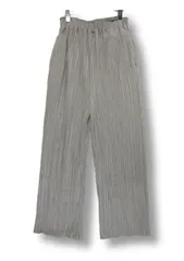 【極美品】アースミュージック&エコロジー earth music&ecology ベロア シャーリング ワイドパンツ ボトムス ウエストゴム ベージュグレー Fフリーサイズ 秋冬春用■管理番号L29615AWS26-251214-50(510)