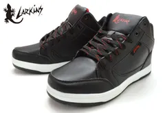 ラーキンス L-6476 LARKINS メンズスニーカー 防水スニーカー ハイカットスニーカー スノトレ 紐靴 ひも靴 雨の日 雪の日 晴雨兼用 洗える中敷き 洗えるインソール 滑りにくい 歩きやすい 紳士 靴 ブラック/レッド 黒赤のサムネイル
