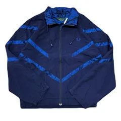FRED PERRY フレッドペリー 刺繍ロゴ ナイロンジャケット 紺×青 Mサイズ No.E994