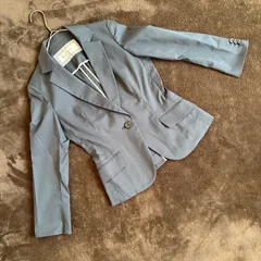 【Brilliantstage】袖ボタン3連付きシンプルテーラードジャケット/7/ネイビー/ポリエステル・綿