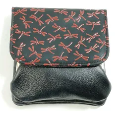 【中古】印伝 トンボ柄 カブセがま口財布 レッド