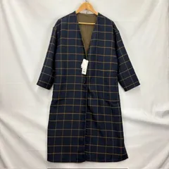 nano universe リバーシブル ノーカラーロングコート 新品タグ付き サイズF 675-9211011 07121407 02