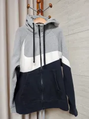 NIKE ビックスウッシュ 裏起毛パーカー ジップアップ グレー/ブラック XL 105