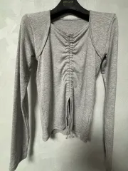 レディース プルオーバー 長袖 Tシャツ グレー