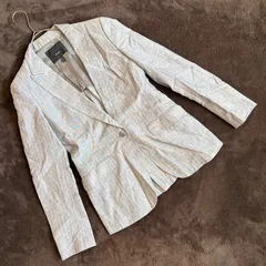 【iCB】ストライプ柄麻混テーラードジャケット/9/グレー/毛・麻