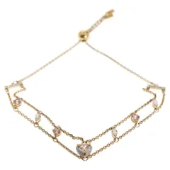 SWAROVSKI (スワロフスキー) ハートクリスタル ストーン ダブルチェーン ブレスレット ゴールド/ピンク レディース
