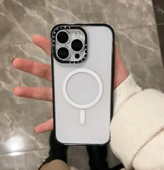 MagSafe対応 限定 シンプル透明 ブラックフレーム iPhoneケース CASETiFY 無地 クリア スマホケース iPhone17/17Pro/17 Air/16/15/14/13/12 多機種対応