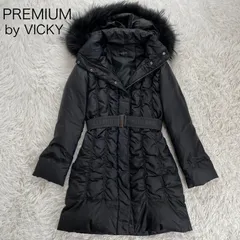 PREMIUM by VICKY ロングダウンコート　サイズ2 M ラクーンファー　ベルト付き　ブラック　ダウンジャケットのサムネイル