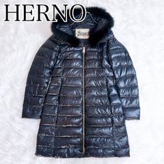 ヘルノ ベロア 切替 シルク カシミヤ レイヤード ファー 中綿 ダウン 