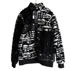 MN4 【タグ付き新品】PEARLY GATES パーリーゲイツ ボアジャケット フリースブルゾン 総柄 ブラック×ホワイト メンズ 4サイズ　4547548999022