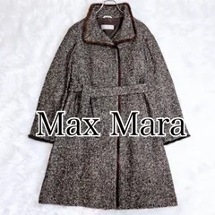 マックスマーラ　ツイード　モヘア　シルク　ミンクファーコート　ベルト　42サイズ