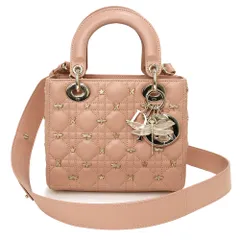 クリスチャンディオール レディディオール マイ ABC ディオール スモール  2Way 斜め掛け ショルダー ハンドバッグ カナージュ ラムスキン レザー トンボ ローズ デ ヴァン M0538OBLQ Christian Dior（未使用　展示品）