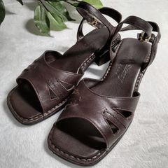 【良品】Stack Skerry ecologica/スタック スケリー エコロジカ/サンダル/アンクルストラップ/ダークブラウン/22.5cm