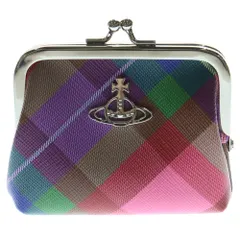 Vivienne Westwood (ヴィヴィアンウエストウッド) オーブ がま口コインケース 小物入れ ポーチ チェック シルバー金具 マルチカラー PVC