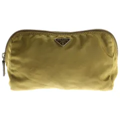 PRADA (プラダ) トライアングルロゴプレート ナイロン ポーチ ペンケース ブラウン