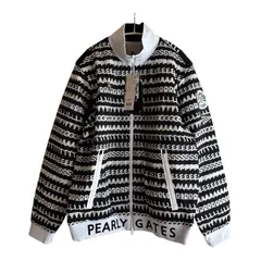 MN4 【タグ付き新品】PEARLY GATES パーリーゲイツ ジャケット ブルゾン 総柄 ブラック×ホワイト ロゴ フルジップ メンズ 7サイズ 　4547548995277のサムネイル