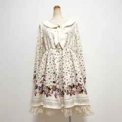 axes femme アクシーズファム 丸襟フローラルワンピース アイボリー レース 花柄 リボン レディース M 長袖 ロリータ 量産型 カワイイ