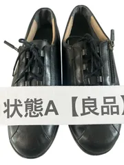 【良品】ペダラ pedala アシックス ASICS レザーシューズ 24cm EEEE 幅広 レディース ブラック