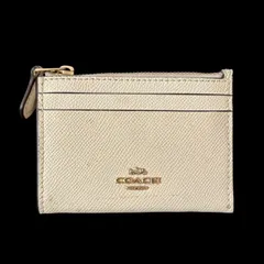 COACH コーチ パスケース カードケース コインケース 小銭入れ コンパクト ロゴ レザー ホワイト キーリング付き