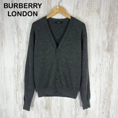BURBERRY LONDON バーバリーロンドン ホースロゴ刺繍 Vネック ウールニット 長袖 カーディガン ダークグレー