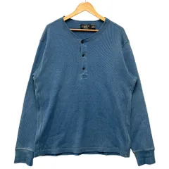 RRL ダブルアールエル インディゴ ヘンリーネック サーマル ロング カットソー ブルー サイズ XXL 正規品 / 53007 RRL ダブルアールエル インディゴ ヘンリーネック サーマル ロング