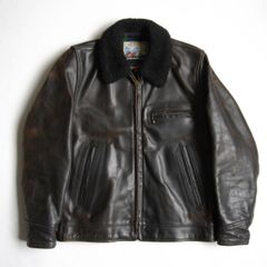 【雰囲気抜群】AERO LEATHER【ボア付き ハイウェイマン ホースハイド レザー ジャケット】38 ブラック エアロレザー 25120272