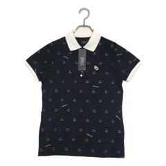 未使用品 レディース パーリーゲイツ PEARLY GATES 半袖ポロシャツ 0(S) 紺 ネイビー スマイル柄 総柄