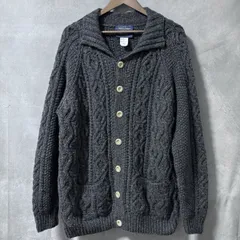 WOOLRICH ウールリッチ 90's OLD VINTAGE ウール アランニット ケーブルニット ボタン カーディガン size.L グレー フィッシャーマン rare