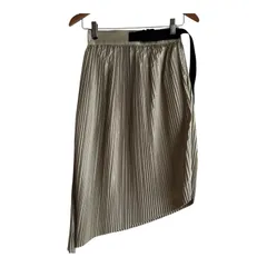 MN4 【タグ付き新品】PEARLY GATES パーリーゲイツ デザインプリーツスカート アシンメトリー ゴルフベージュ レディース 0サイズ 　4550377249091