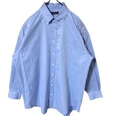 無地 シンプル 単色 ビジネス XL ノーティカ ボタンダウン ブルー 青 水色 シャツ レディース ユニセックス メンズ 古着 長袖