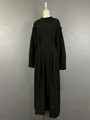 ZARA ザラ 長袖 ギャザー ワンピース 無地 ブラック 黒 レディース USA XL 大きいサイズ