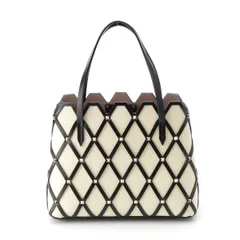 ヴァレンティノ・ガラヴァーニ BEEHIVE SMALL  レザー  ロックスタッズ キルティング 2way ショルダー トートバッグ ホワイト ブラック【中古】のサムネイル