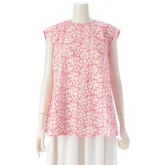 ドゥロワー コットン フラワー エンブロイダリー レース 刺繍 ノースリーブ ブラウス トップス 6521-299-0987 ホワイト ピンク 36【中古】