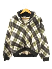 ヴィンテージ VINTAGE LUIGI 60s フェイクファー プルオーバー ショールカラー チェック フリース M