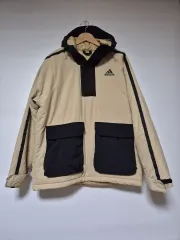 アディダス ベージュ フード ダウン アノラック M